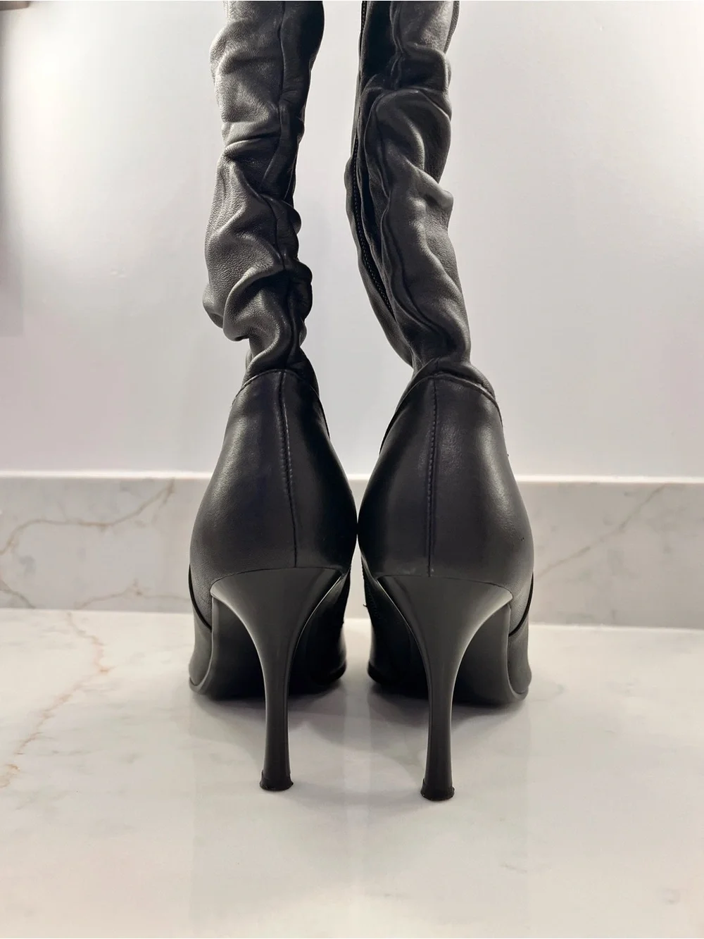 Vintage Italian Leather Over The Knee Convertible Cuff Boots Pointed Toe Stilett